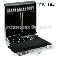 New arrival aluminum jewelry case with trays inside for ring,necklaces and earrings